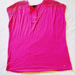 Tommy Hilfiger Women XL Pink Short Sleeve Top